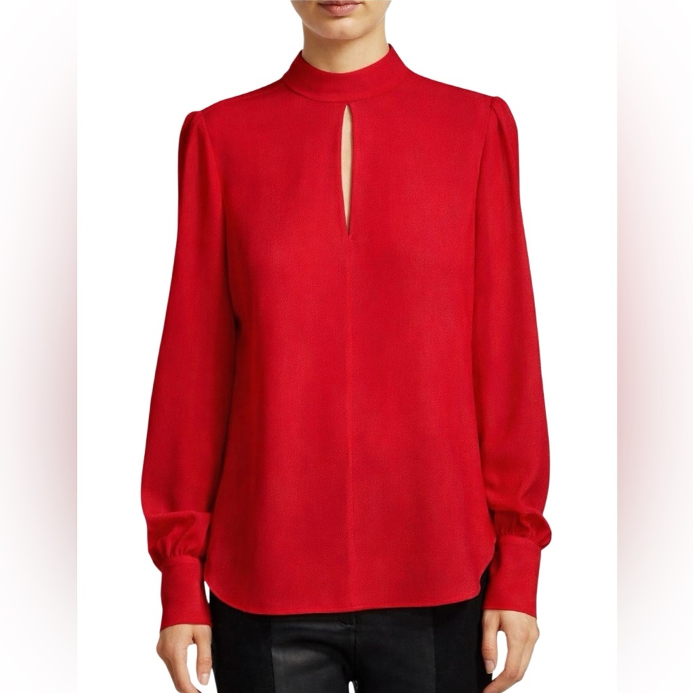 A.L.C Red Silk Keyhole Button Down